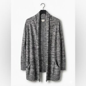 Wilfred Aritzia Silk Cashmere Cardigan XS Gray Marled Open Front Long Sweater